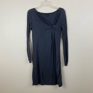 Ann Taylor Gray Twist Front Long Sleeve Knit Dress